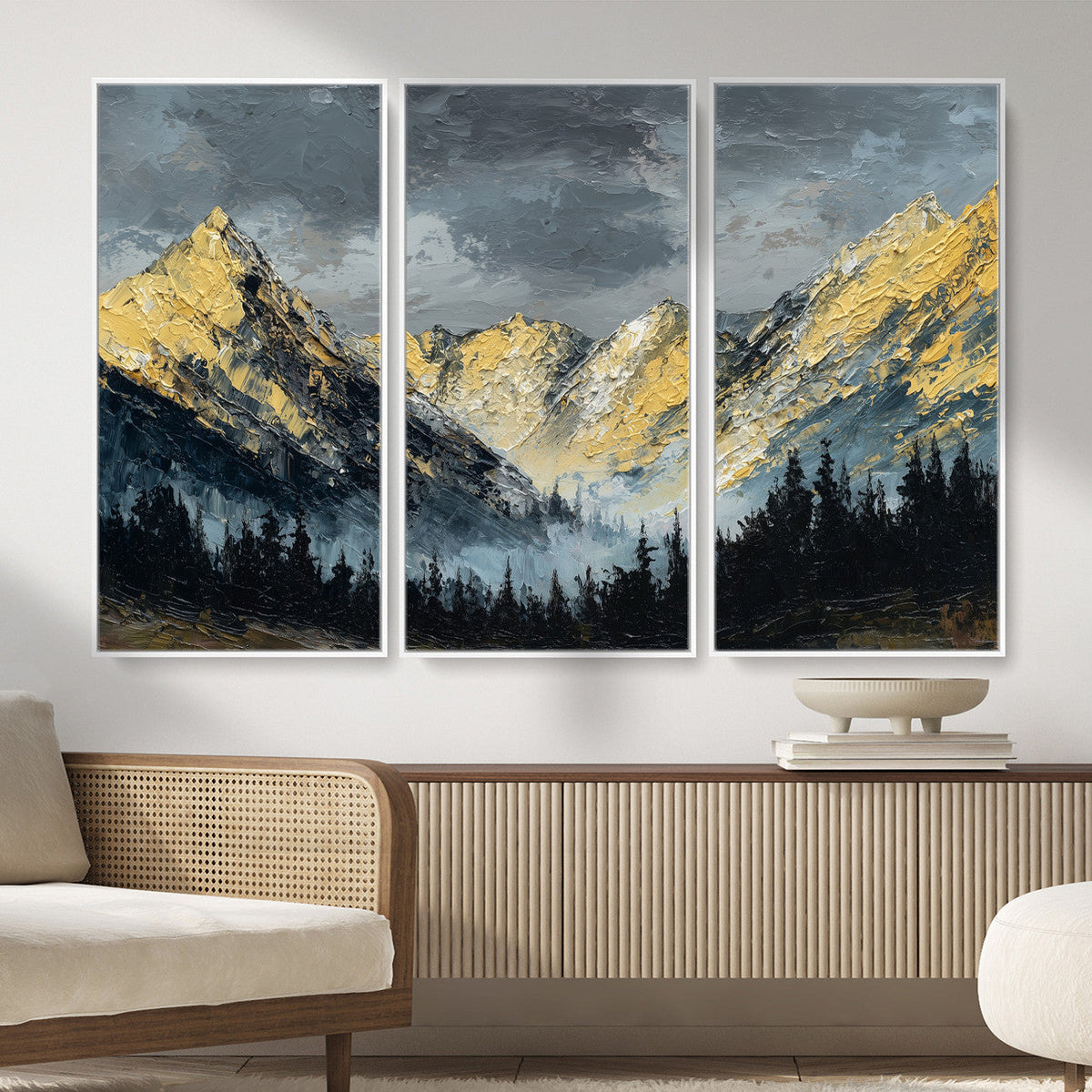 Abstract Mountain Wall Art Canvas Print Modern Landscape Painting Print