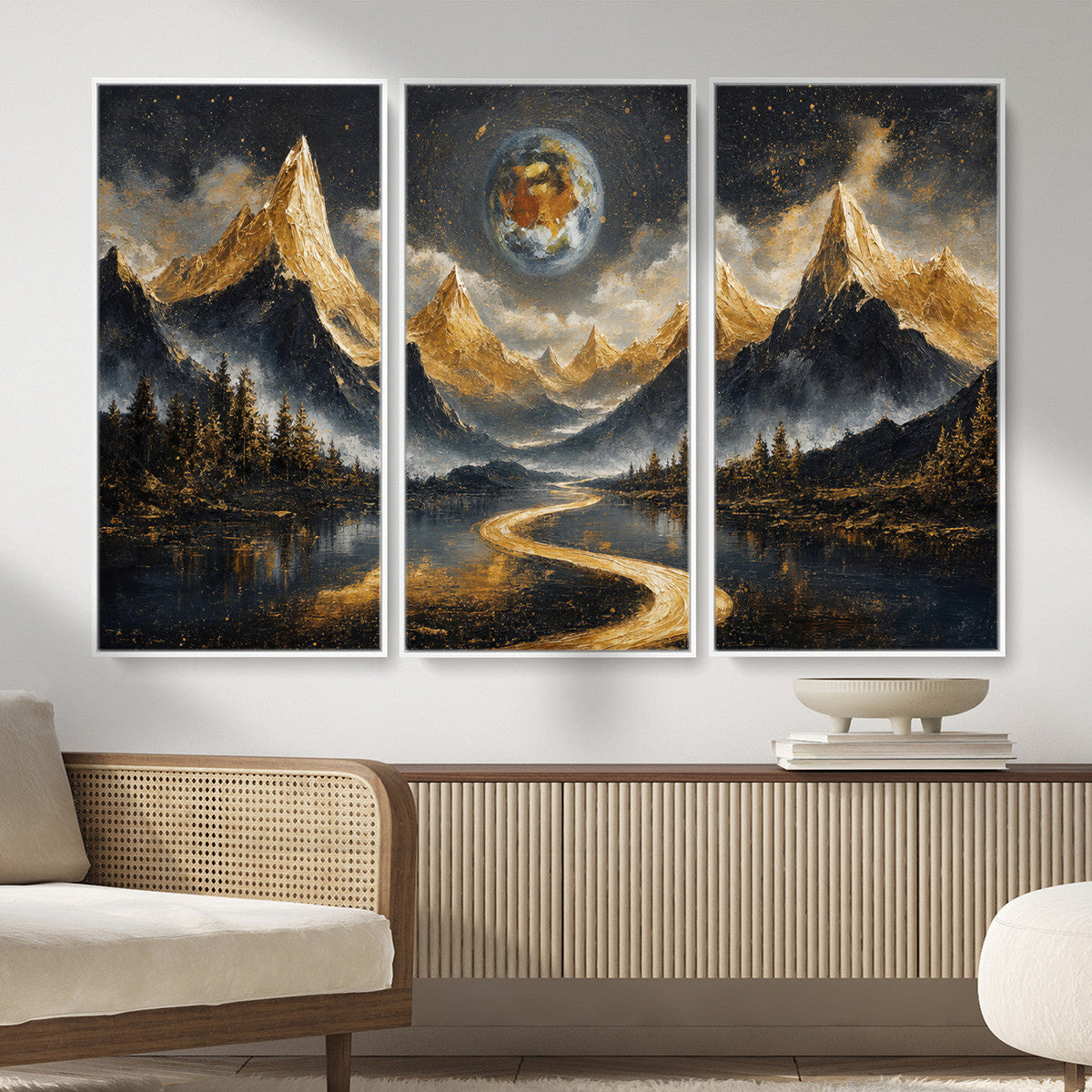 Abstract Mountain Wall Art Canvas Print Modern Landscape Painting Print