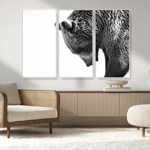 Black and White Grizzly 399 Bear Canvas Print Wall Art |