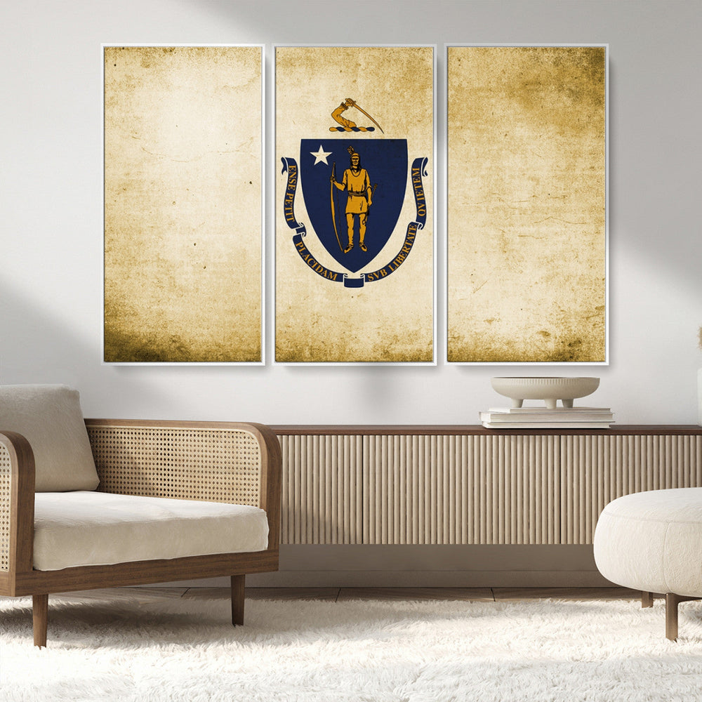 Massachusetts Flag Wall Art Canvas Print