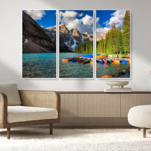 Moraine Lake 3-Panel Wall Art, Majestic Mountain and Lake