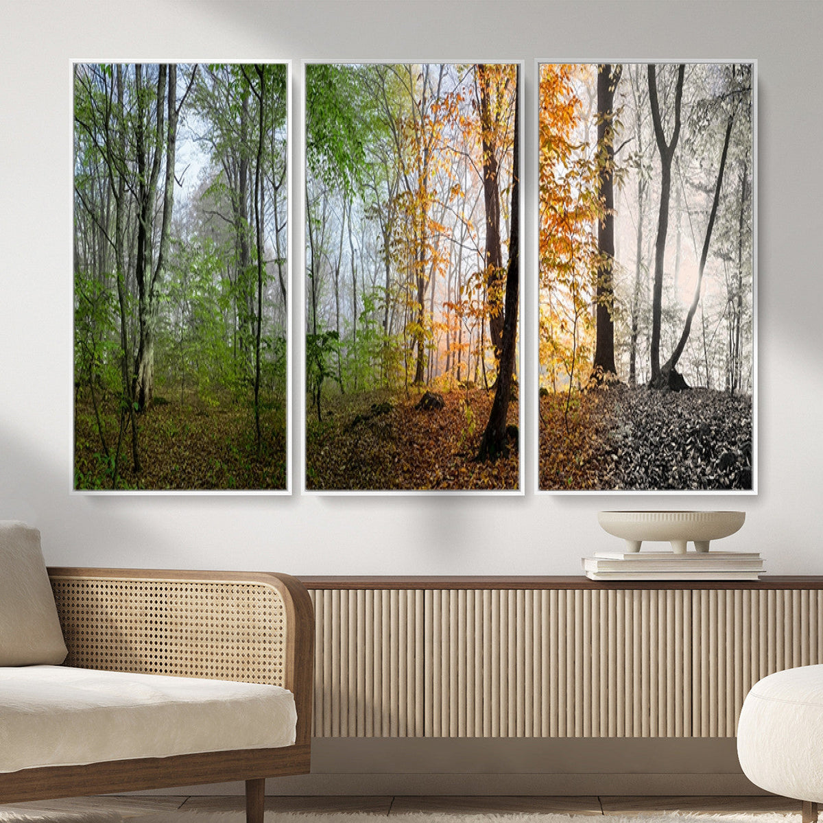 Four Seasons Wall Art Forest Canvas Print – Triptych