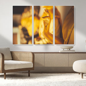 Gold Buddha Statue Hands Wall Art Canvas Print