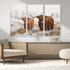 Longhorn Cattle Wall Art Canvas Print, Framed Farmhouse