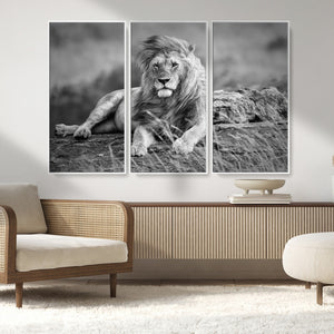 King Forest Lion Wall Art Canvas Print – Framed Majestic
