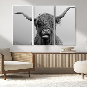 Texas Cow Wall Art Canvas, Texas Longhorn Cattle Canvas