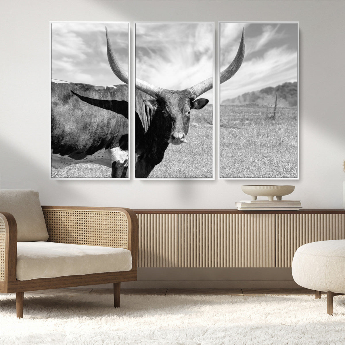 Cattle Wall Art Longhorn Cow Canvas Print