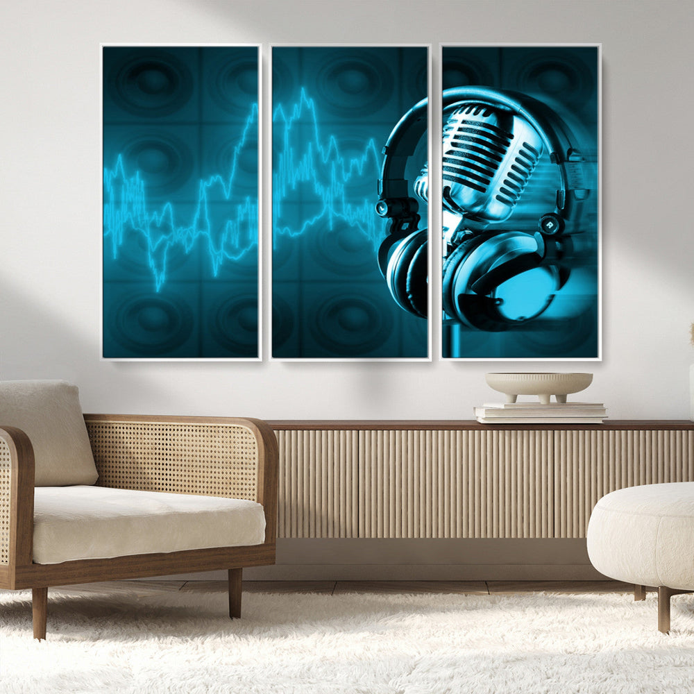 Music and Microphone Wall Art Canvas Print
