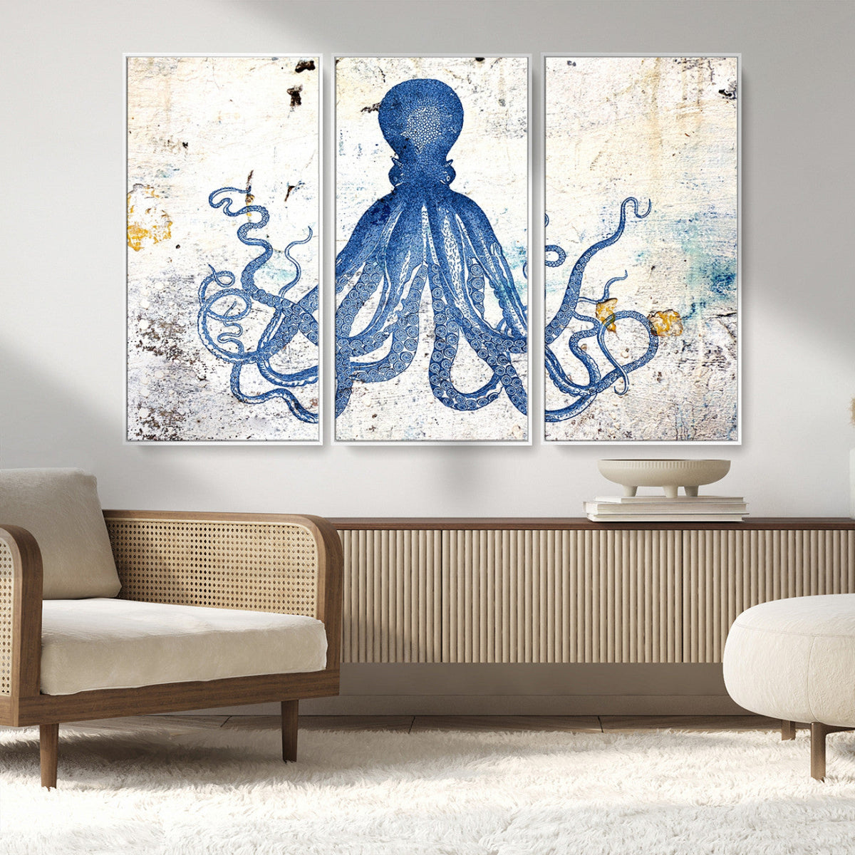 Octopus Canvas Wall Art | Coastal Marine Life Artwork for