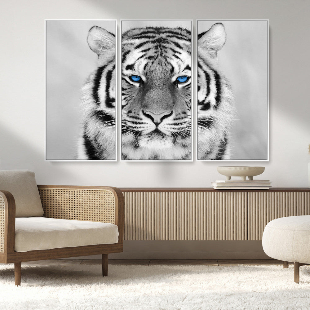 Black and White Tiger Wall Art Animal Canvas Print