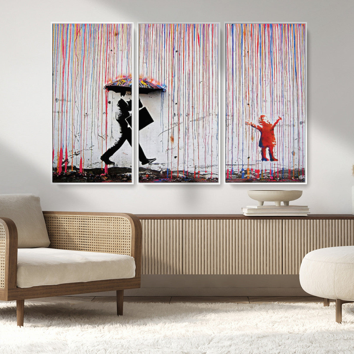 Banksy Wall Art Canvas Print, Framed Graffiti Art Picture