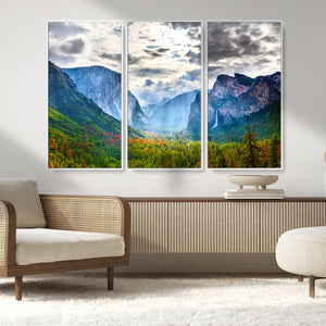 Yosemite Park Half Dome 3 Panel Canvas Print | Large Giclée
