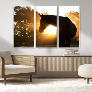 Horse at Sunset Wall Art Animal Canvas Print