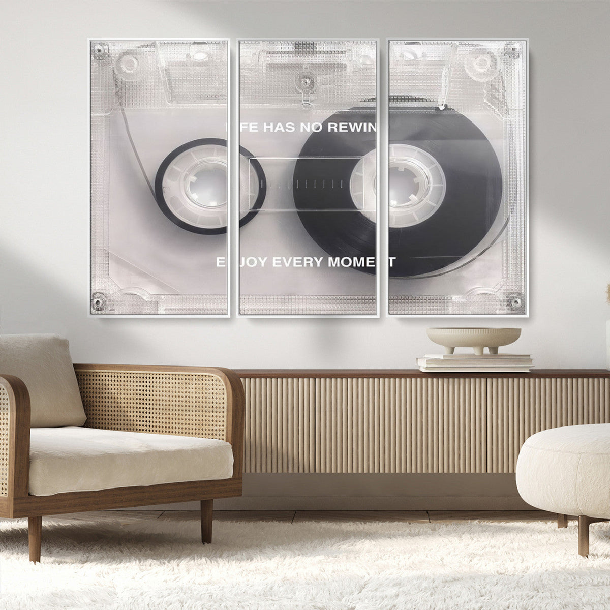Vintage Cassette Tape Canvas Wall Art - Inspirational 'Life