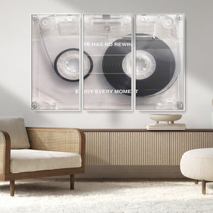 Vintage Cassette Tape Canvas Wall Art - Inspirational 'Life