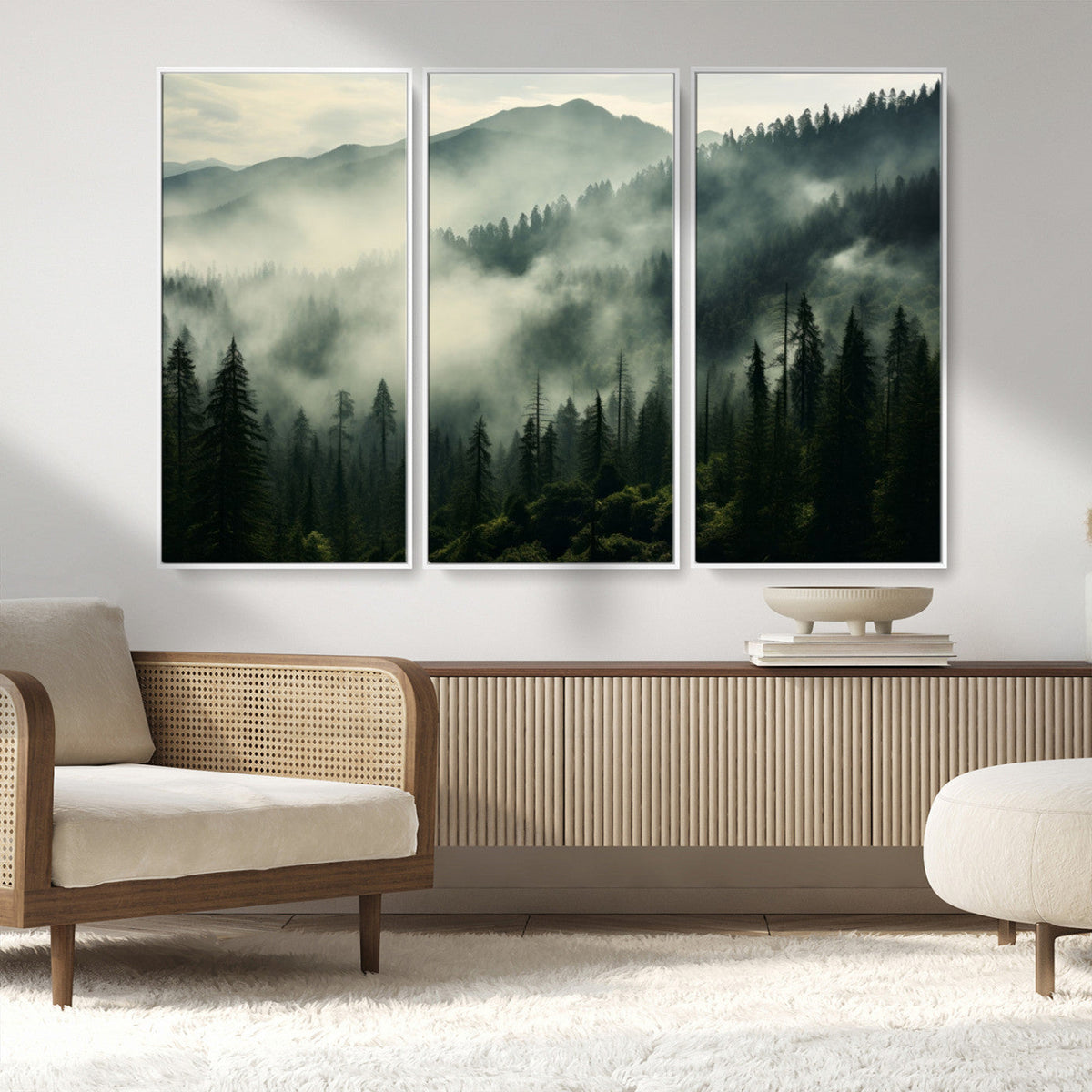 Captivating Misty Forest Wall Art Premium Canvas Print a