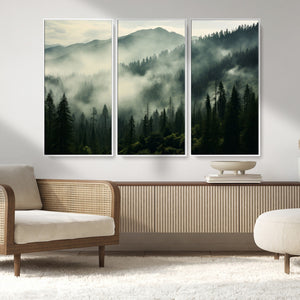 Captivating Misty Forest Wall Art Premium Canvas Print a