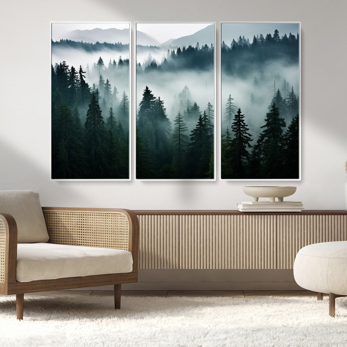 Captivating Misty Forest Wall Art Canvas, Premium Canvas