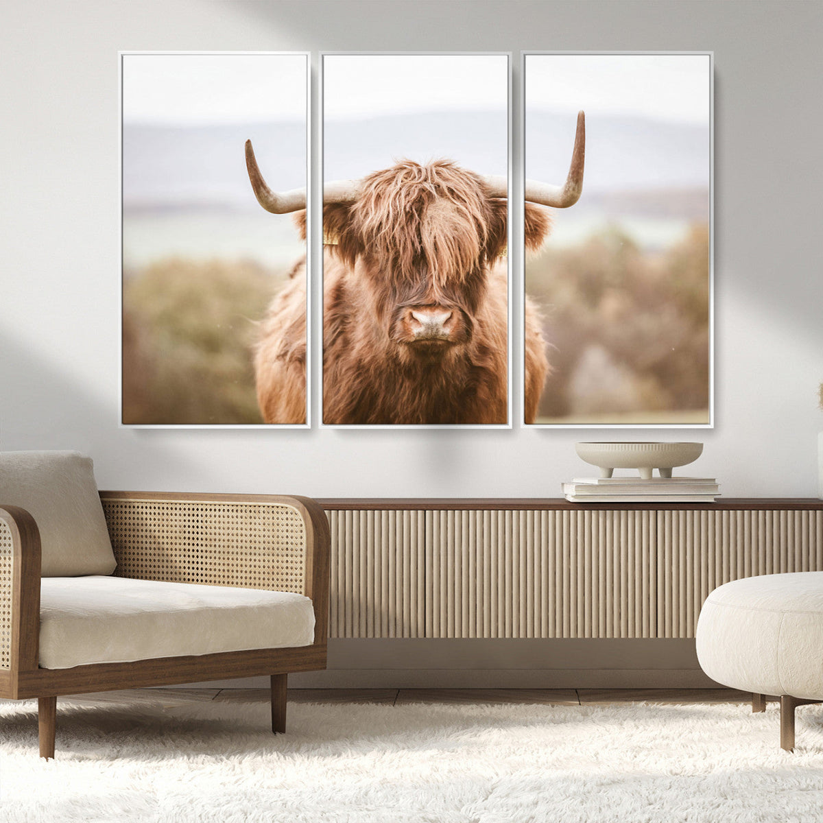 Scottish Serene Highland Cow Canvas Wall Art – Serene