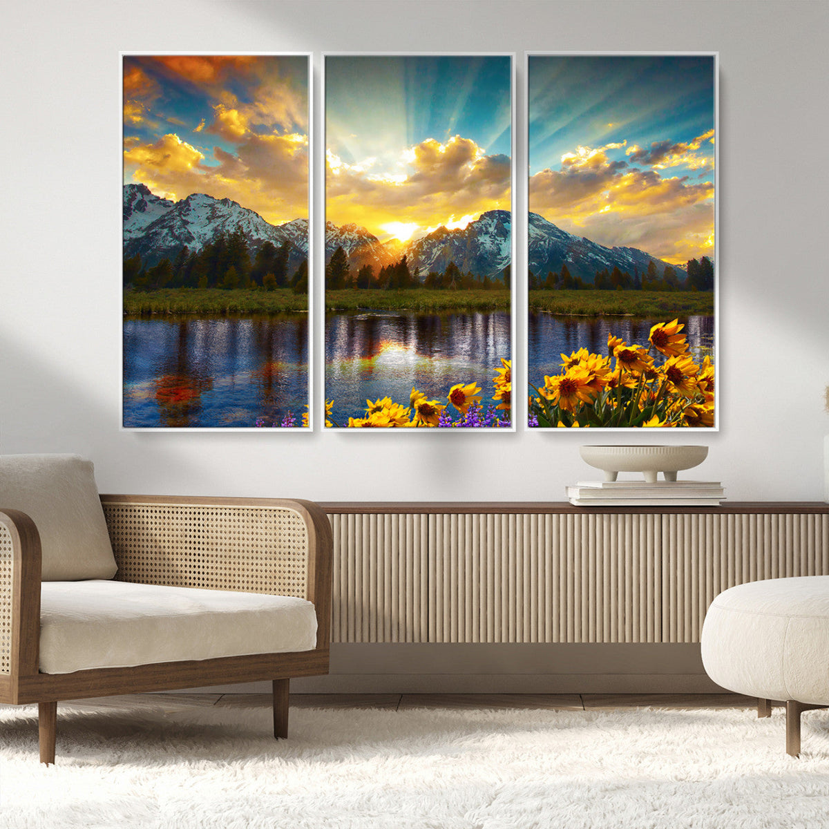Grand Teton Park Sunrise Wall Art – Vibrant Landscape Canvas