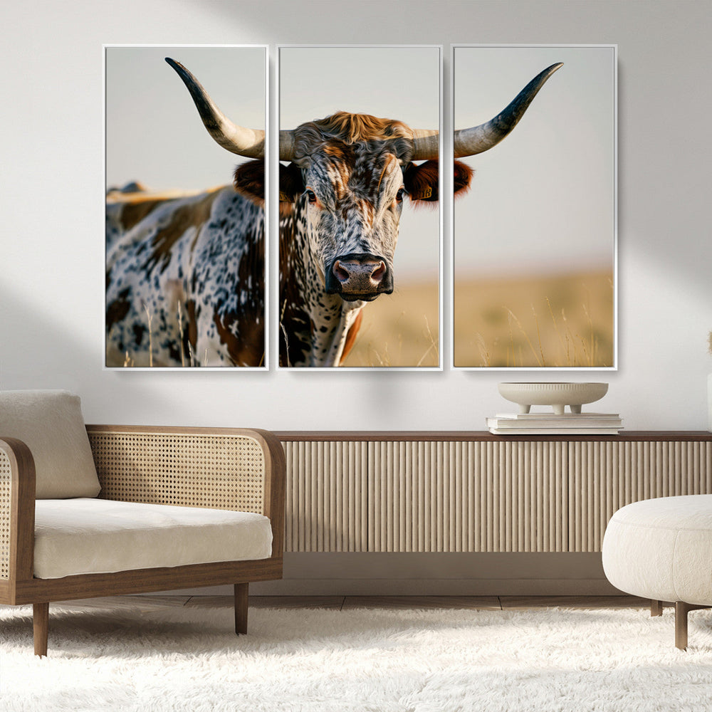 Texas Bull Longhorn Wall Art Canvas Print for Farm House