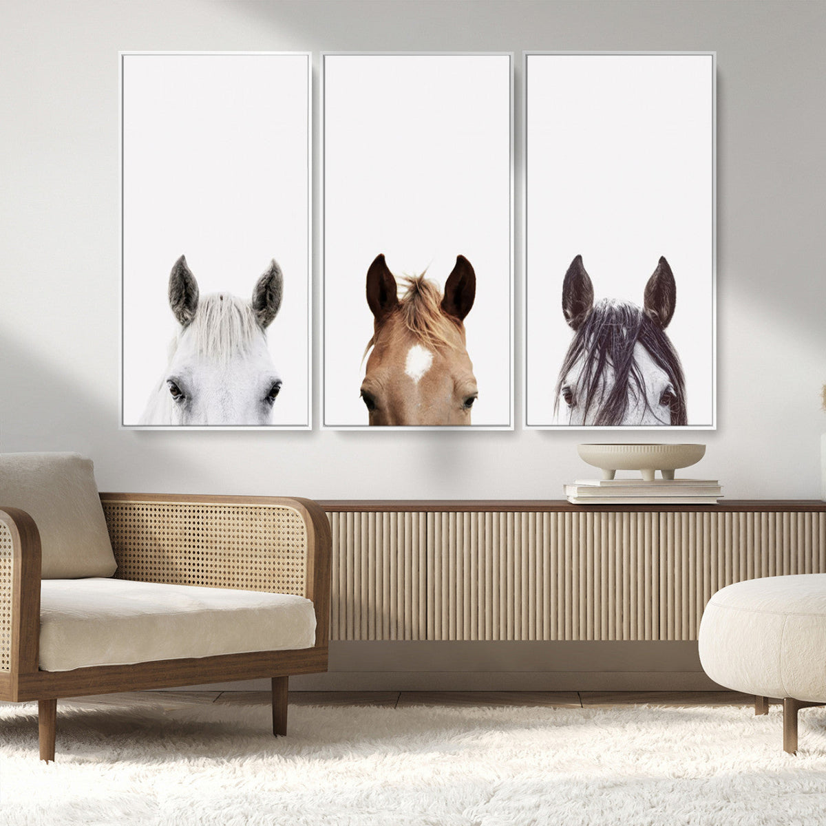 Horse Prints Set, Set of 3 Horse Wall Art, Horses Portraits,