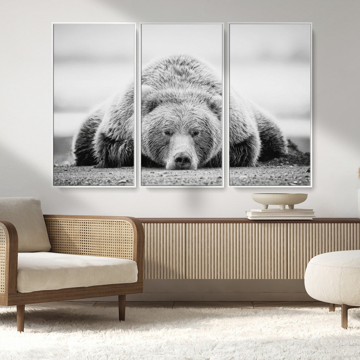 Resting Grizzly Bear Wall Art Canvas Print – Majestic Lazy