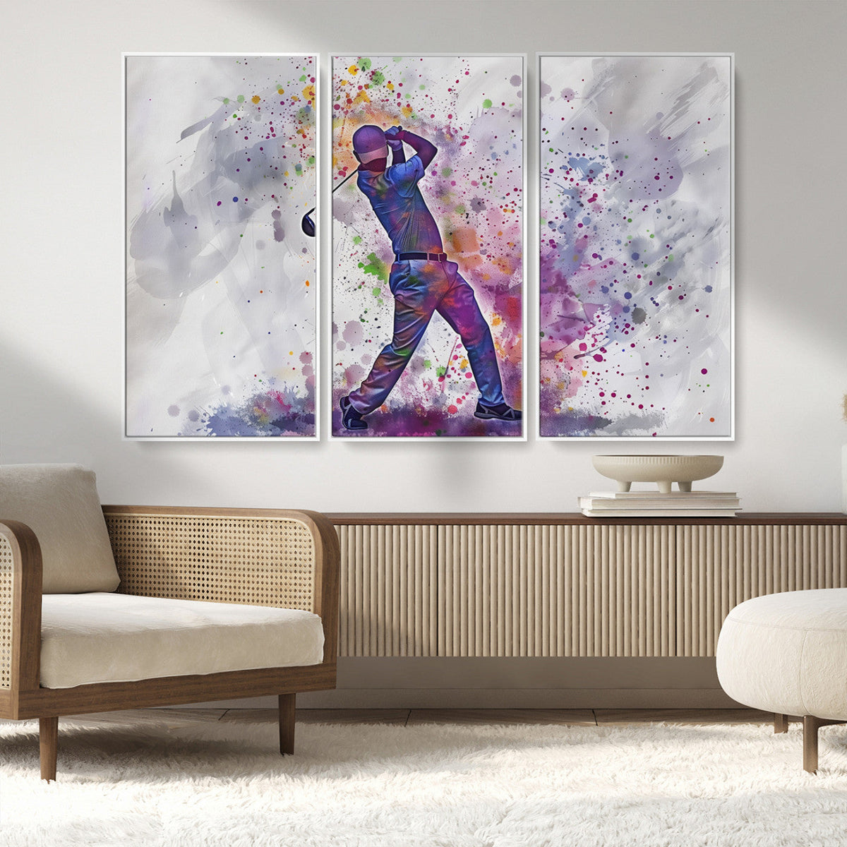 Watercolor Golf Swing Wall Art Canvas Print | Vibrant