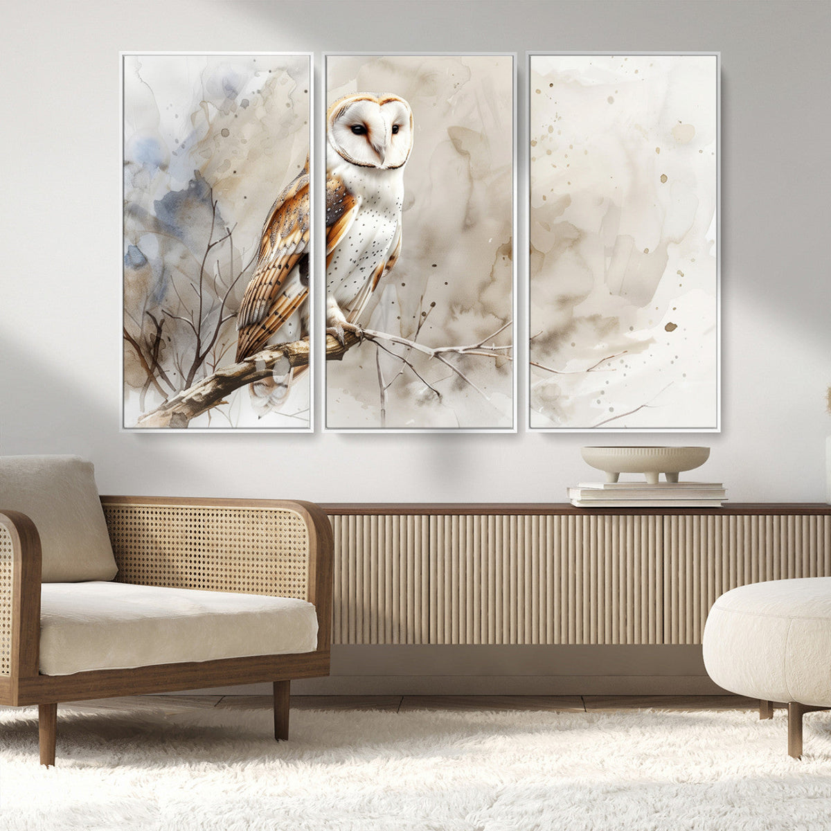 Barn Owl Wall Art | Watercolor Canvas Print | Perfect for