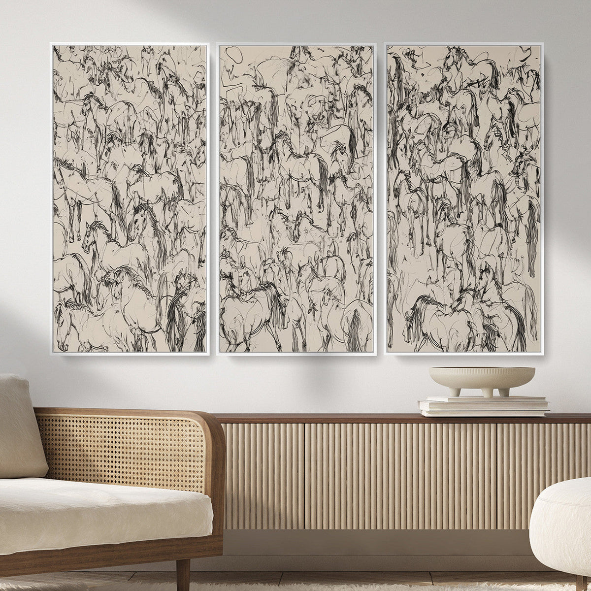 Abstract Horse Sketch Wall Art | Ready to Hang and Framed |