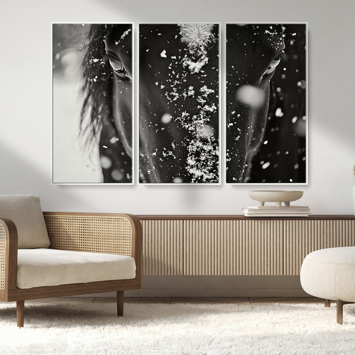 Winter Horse Snow Wall Art Canvas Print