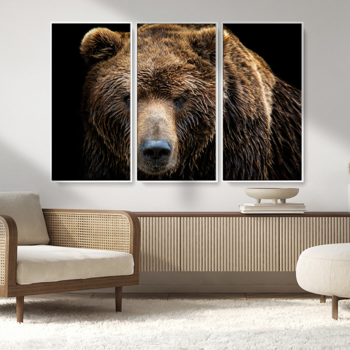 Grizzly Brown Bear Canvas Wall Art, Wildlife Animal Canvas