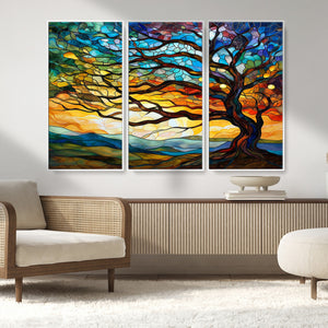 Vibrant Mosaic Tree of Life Wall Art | Stained Glass Style