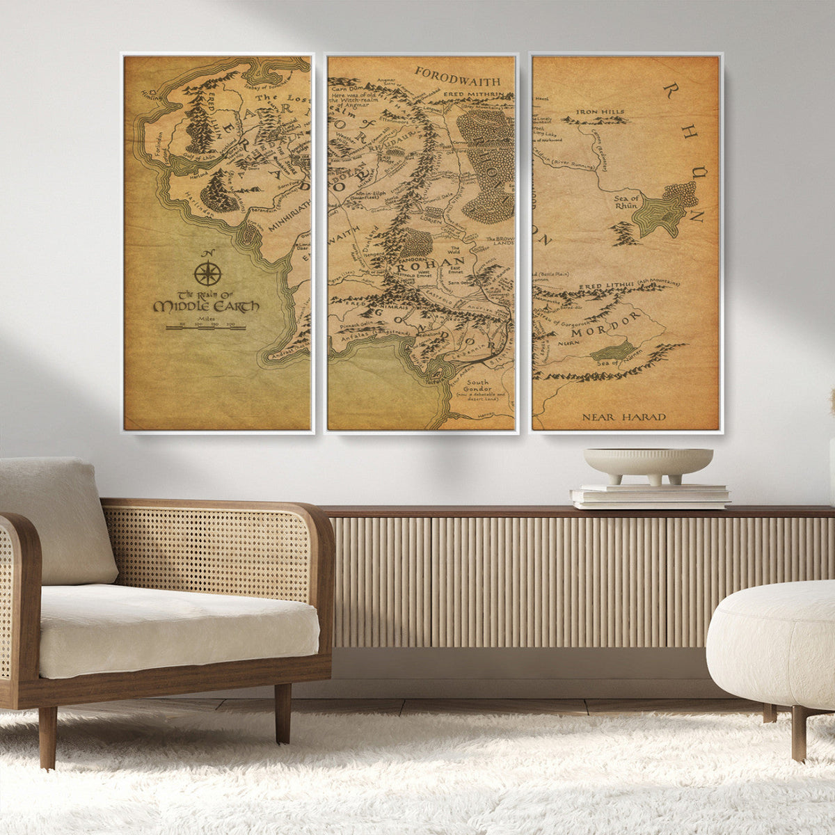 Middle Earth Map Canvas Wall Art – Vintage Fantasy Map