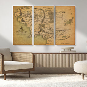 Middle Earth Map Canvas Wall Art – Vintage Fantasy Map