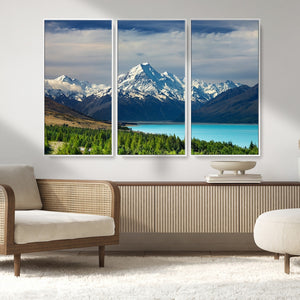 Mount Cook and Lake Pukaki Canvas Wall Art Print – Majestic