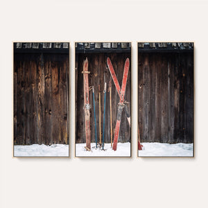 Vintage Ski Gear Canvas Print, Vintage Ski Gear Against