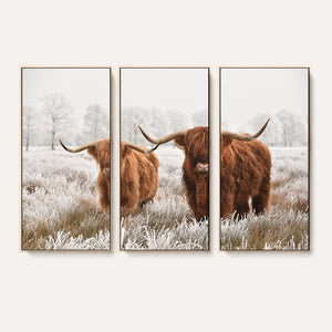 Longhorn Cattle Wall Art Canvas Print, Framed Farmhouse