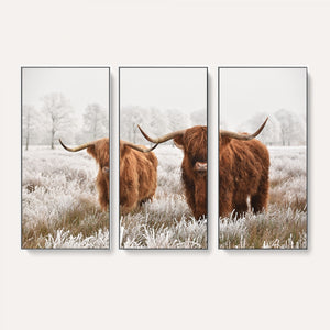 Longhorn Cattle Wall Art Canvas Print, Framed Farmhouse