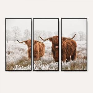 Longhorn Cattle Wall Art Canvas Print, Framed Farmhouse