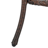 U_STYLE Outdoor Leisure Set, 2 Rattan Single Chairs with Glass Round Table