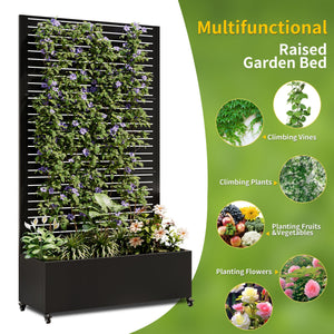 Metal Planter Box with Trellis, 73' x 35' x 16" Raised Garden Bed