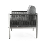 Hargrove Club Chair Stylish Aluminum Frame Braided Rope Sofa Silver Grey