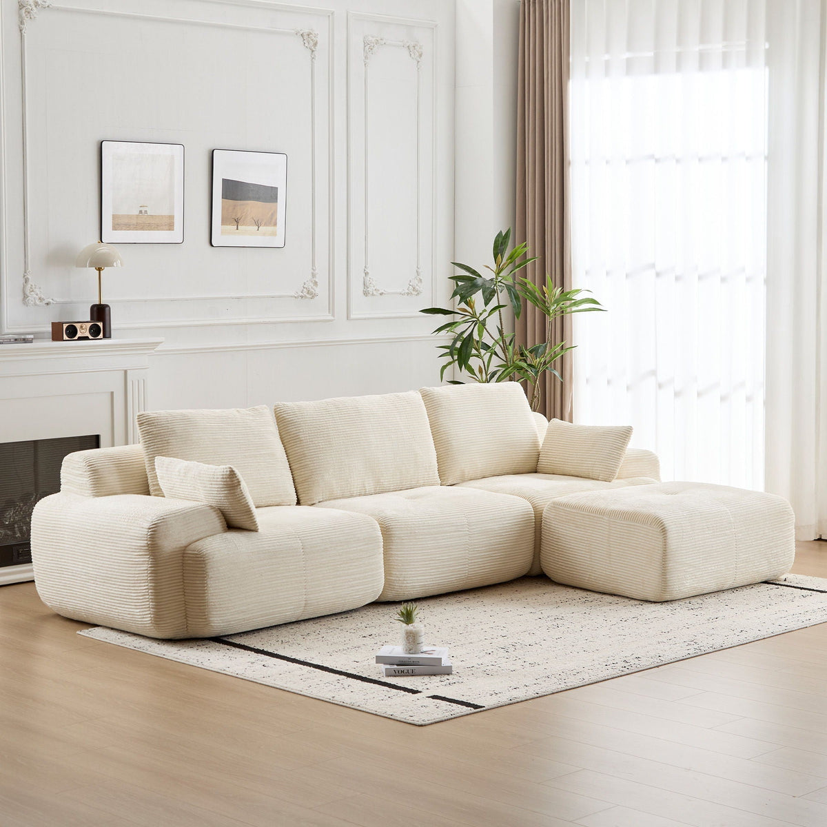 Large Fabric Sectional Sofa with Memory Foam Padding - Multiple Colors