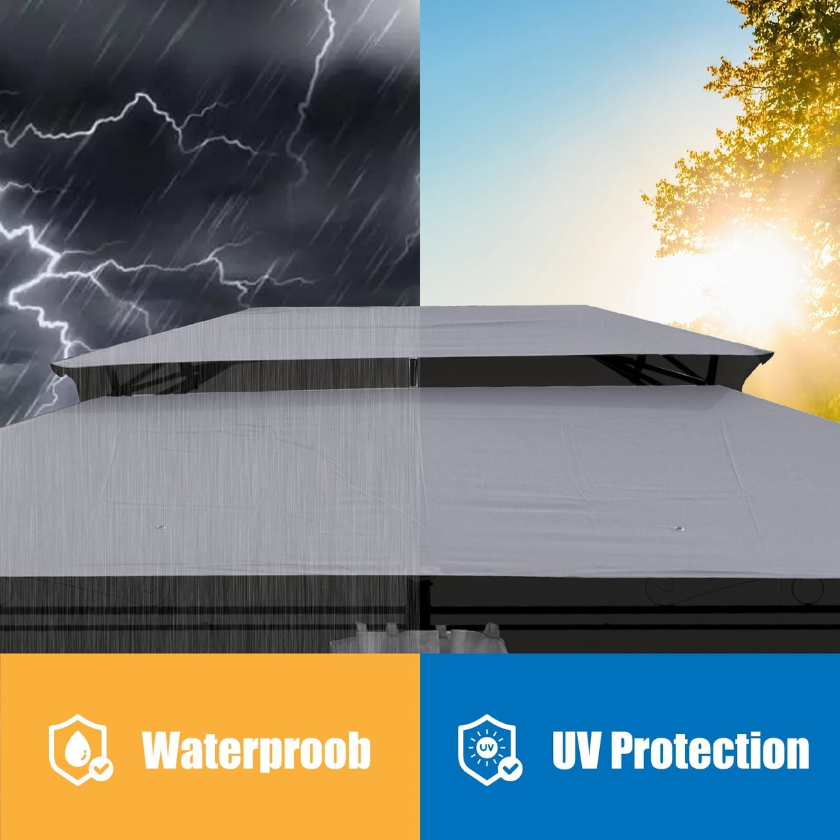 13x10 ft Outdoor Patio Gazebo Canopy Tent with Ventilated Double Roof and Side Wall