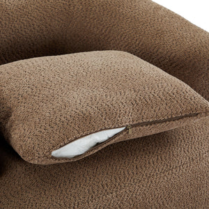 Chenille Upholstered 360° Swivel Chair with Throw Pillow, Dark Brown