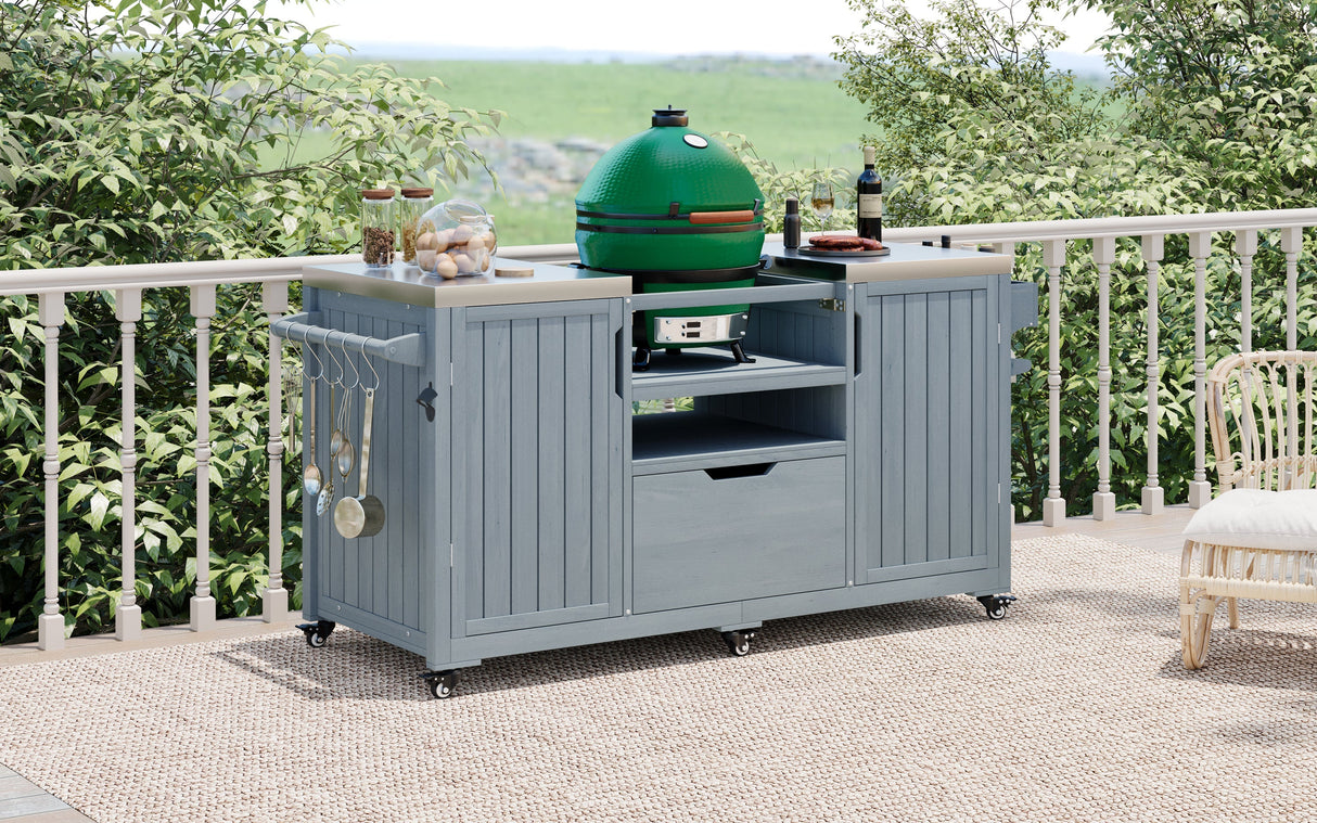 K&K 66.5" Outdoor Kitchen Island for Big Green Egg Grills