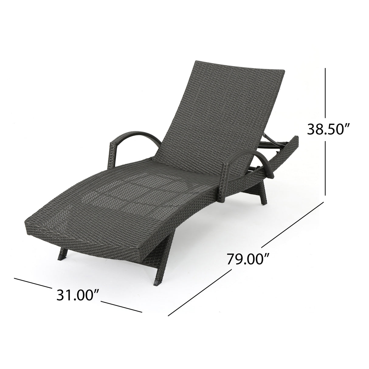 Salem wicker chaise lounge with arm (set of 2) by christopher knight home