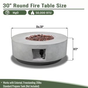 30" Propane Gas Fire Pit Table - Light Gray Concrete