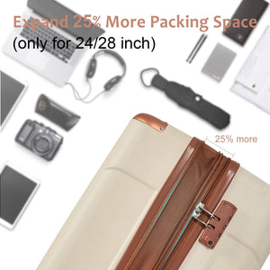 Brown & White 6-Piece Expandable Hardshell Luggage Set